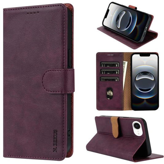 For iPhone 16e N.BEKUS CSJ-P1 Solid Color Leather Phone Case(Wine Red) - iPhone 16e Cases by N.BEKUS | Online Shopping South Africa | PMC Jewellery | Buy Now Pay Later Mobicred