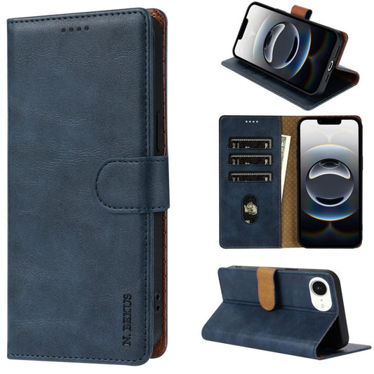 For iPhone 16e N.BEKUS CSJ-P1 Solid Color Leather Phone Case(Blue) - iPhone 16e Cases by N.BEKUS | Online Shopping South Africa | PMC Jewellery | Buy Now Pay Later Mobicred