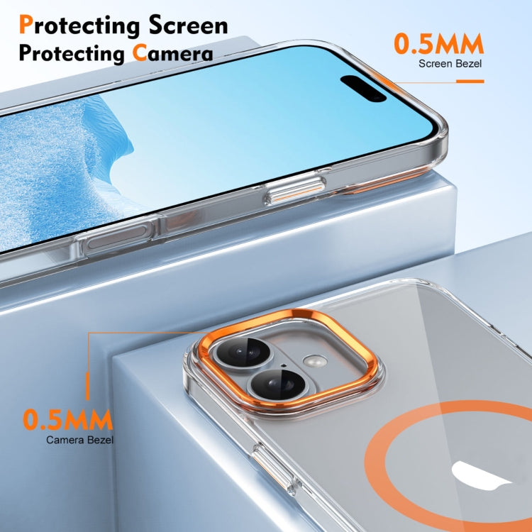 For iPhone 16 Ice Feel HD Transparent MagSafe PC Full Coverage Phone Case(Orange) - iPhone 16 Cases by PMC TechLife | Online Shopping South Africa | PMC TechLife | Buy Now Pay Later Mobicred
