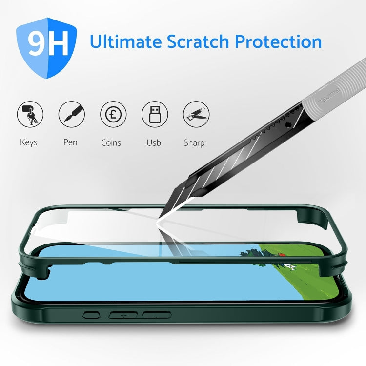 For iPhone 16 Pro Double-sided Plastic Glass Phone Protective Case(Dark Green) - iPhone 16 Pro Cases by PMC TechLife | Online Shopping South Africa | PMC TechLife | Buy Now Pay Later Mobicred