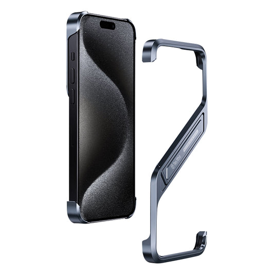 For iPhone 15 Pro S-shaped Stand Frameless Metal Phone Case(Grey) - iPhone 15 Pro Cases by PMC Jewellery | Online Shopping South Africa | PMC Jewellery | Buy Now Pay Later Mobicred