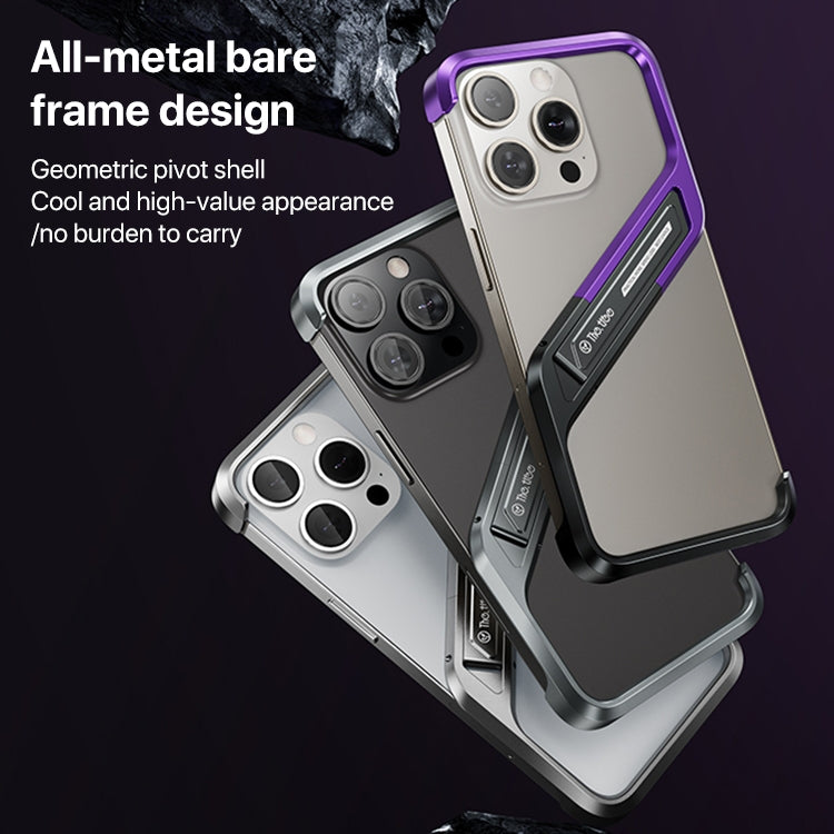 For iPhone 15 Pro Max S-shaped Stand Frameless Metal Phone Case(Grey) - iPhone 15 Pro Max Cases by PMC Jewellery | Online Shopping South Africa | PMC Jewellery | Buy Now Pay Later Mobicred