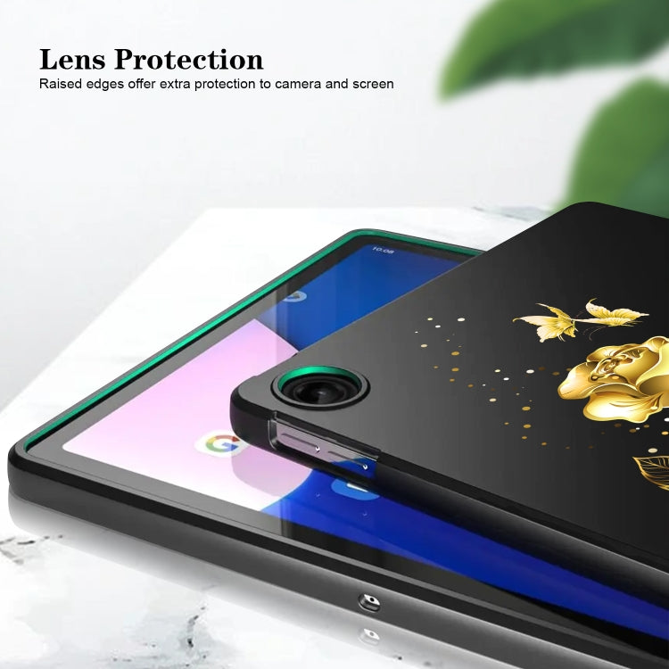 For Lenovo Tab M11 / Xiaoxin Pad 2024 Color Painting Pattern Smart Tablet TPU Case(Black Rose) - Lenovo by PMC Jewellery | Online Shopping South Africa | PMC Jewellery | Buy Now Pay Later Mobicred