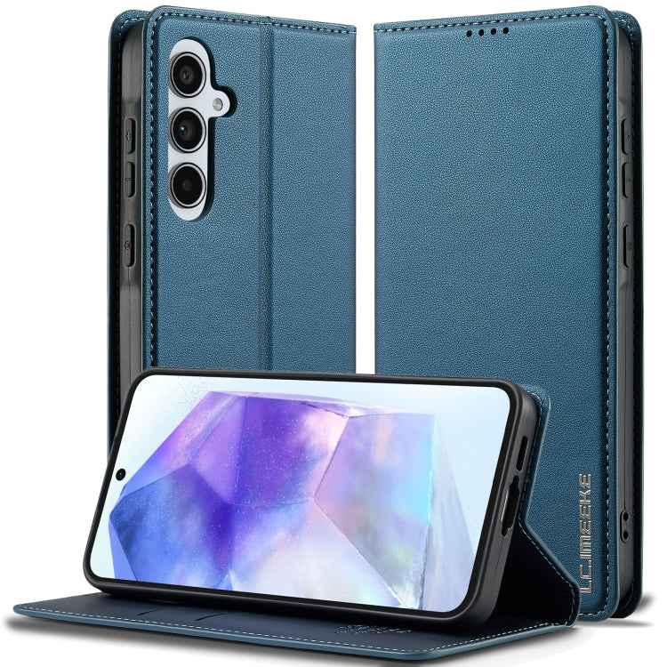 For Samsung Galaxy S24 FE 5G LC.IMEEKE L1 Series Frosted Fine Texture PU Phone Case(Blue) - Galaxy S24 FE 5G Cases by LC.IMEEKE | Online Shopping South Africa | PMC Jewellery | Buy Now Pay Later Mobicred