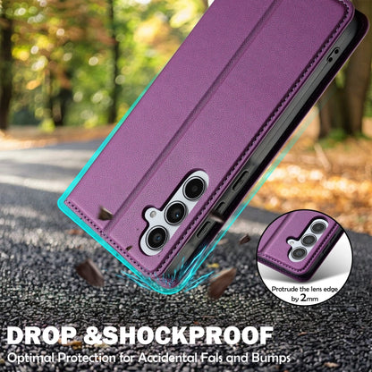 For Samsung Galaxy S24 FE 5G LC.IMEEKE L1 Series Frosted Fine Texture PU Phone Case(Purple) - Galaxy S24 FE 5G Cases by LC.IMEEKE | Online Shopping South Africa | PMC Jewellery | Buy Now Pay Later Mobicred