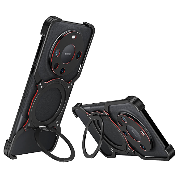 For Huawei Mate 60 Mechanical Arm Borderless MagSafe Holder Metal Phone Case(Black Red) - Huawei Cases by PMC TechLife | Online Shopping South Africa | PMC TechLife | Buy Now Pay Later Mobicred