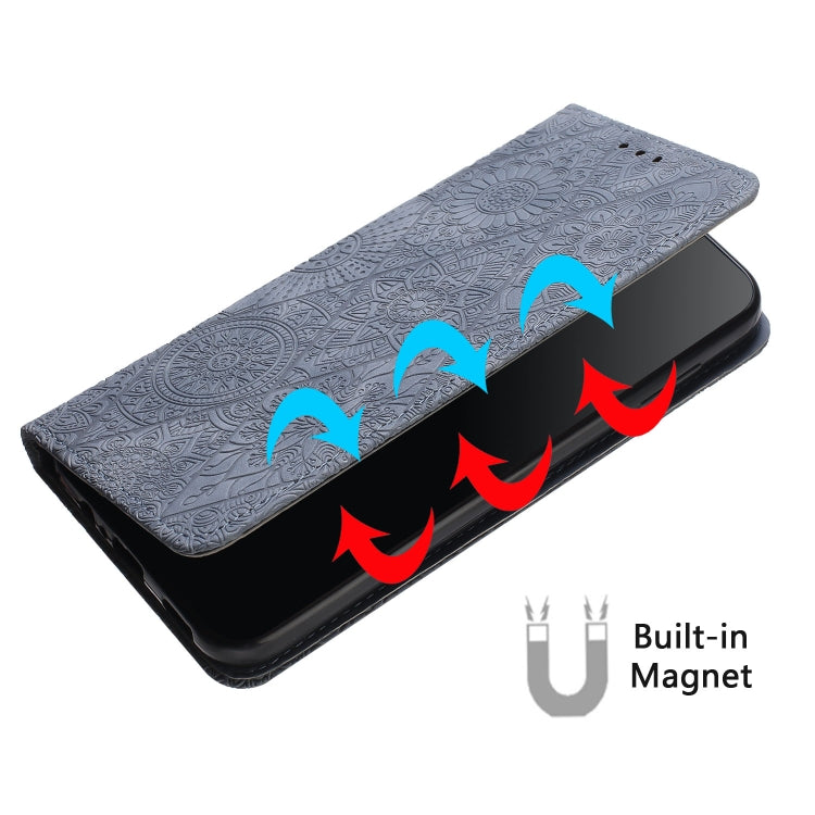 For Google Pixel 9 Pro XL Ethnic Embossed Adsorption Leather Phone Case(Grey) - free shipping - PMC TechLife - Order now!