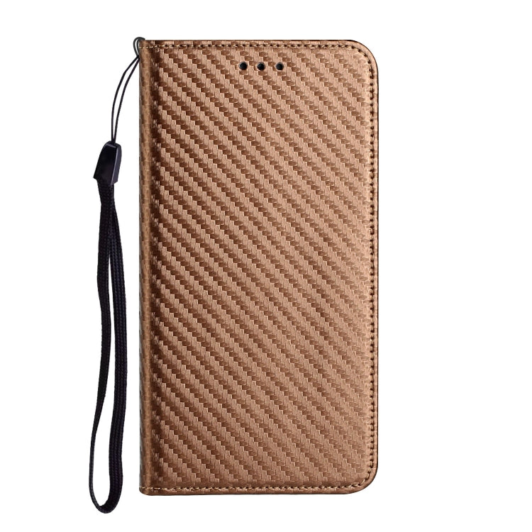 For iPhone 16 Carbon Fiber Texture Magnetic Flip Leather Phone Case(Brown) - iPhone 16 Cases by PMC Jewellery | Online Shopping South Africa | PMC Jewellery | Buy Now Pay Later Mobicred