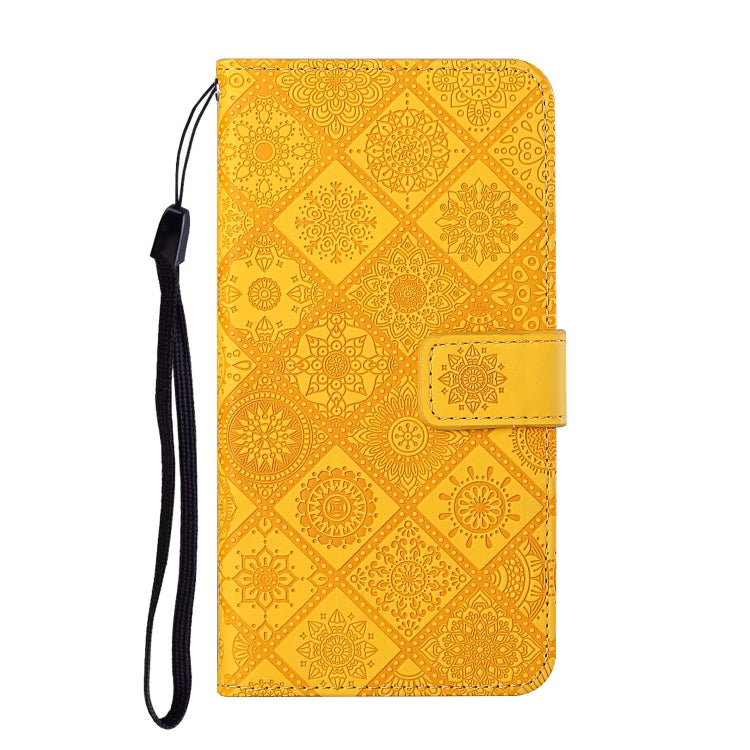 For Samsung Galaxy S25 5G Ethnic Style Embossed Pattern Leather Phone Case(Yellow) - Galaxy S25 5G Cases by PMC Jewellery | Online Shopping South Africa | PMC Jewellery | Buy Now Pay Later Mobicred