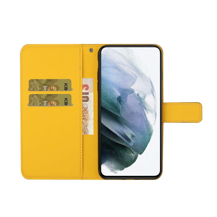 For Samsung Galaxy S25 5G Ethnic Style Embossed Pattern Leather Phone Case(Yellow) - Galaxy S25 5G Cases by PMC Jewellery | Online Shopping South Africa | PMC Jewellery | Buy Now Pay Later Mobicred