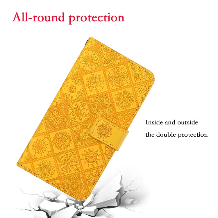 For Samsung Galaxy S25 5G Ethnic Style Embossed Pattern Leather Phone Case(Yellow) - Galaxy S25 5G Cases by PMC Jewellery | Online Shopping South Africa | PMC Jewellery | Buy Now Pay Later Mobicred