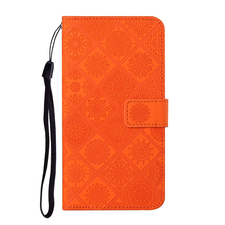 For Samsung Galaxy S25 5G Ethnic Style Embossed Pattern Leather Phone Case(Orange) - Galaxy S25 5G Cases by PMC Jewellery | Online Shopping South Africa | PMC Jewellery | Buy Now Pay Later Mobicred