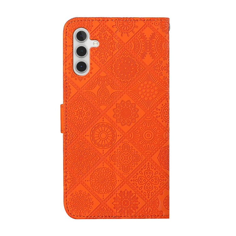 For Samsung Galaxy S25 5G Ethnic Style Embossed Pattern Leather Phone Case(Orange) - Galaxy S25 5G Cases by PMC Jewellery | Online Shopping South Africa | PMC Jewellery | Buy Now Pay Later Mobicred