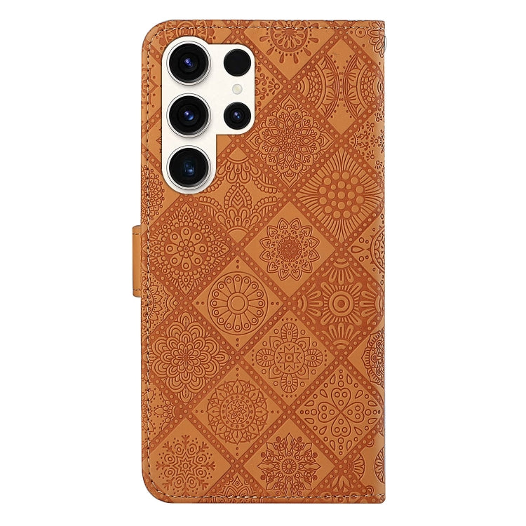 For Samsung Galaxy S25 Ultra 5G Ethnic Style Embossed Pattern Leather Phone Case(Brown) - Galaxy S25 Ultra 5G Cases by PMC Jewellery | Online Shopping South Africa | PMC Jewellery | Buy Now Pay Later Mobicred