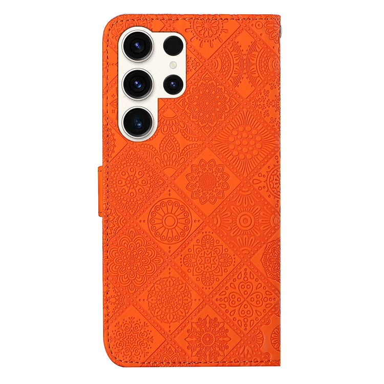 For Samsung Galaxy S25 Ultra 5G Ethnic Style Embossed Pattern Leather Phone Case(Orange) - Galaxy S25 Ultra 5G Cases by PMC Jewellery | Online Shopping South Africa | PMC Jewellery | Buy Now Pay Later Mobicred