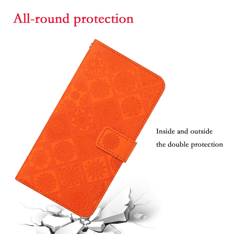 For Samsung Galaxy S25 Ultra 5G Ethnic Style Embossed Pattern Leather Phone Case(Orange) - Galaxy S25 Ultra 5G Cases by PMC Jewellery | Online Shopping South Africa | PMC Jewellery | Buy Now Pay Later Mobicred