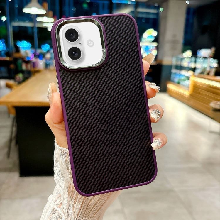 For iPhone 16 Carbon Fiber Texture MagSafe Magnetic Shockproof Phone Case(Purple) - iPhone 16 Cases by PMC Jewellery | Online Shopping South Africa | PMC Jewellery | Buy Now Pay Later Mobicred