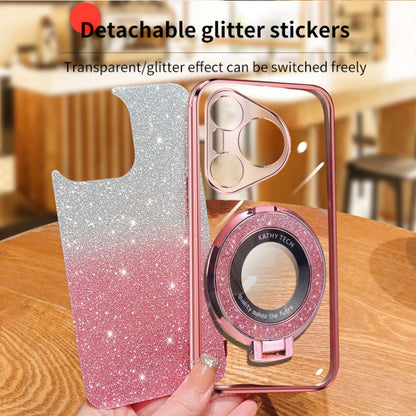 For Huawei Pura 70 Plated Gradient Glitter Round Holder TPU Phone Case(Pink) - Huawei Cases by PMC Jewellery | Online Shopping South Africa | PMC Jewellery | Buy Now Pay Later Mobicred