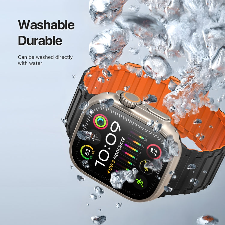 For Apple Watch Series 9 45mm DUX DUCIS KJ Series Magnetic Buckle Silicone Watch Band(Black Orange) - Watch Bands by DUX DUCIS | Online Shopping South Africa | PMC Jewellery | Buy Now Pay Later Mobicred