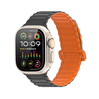 For Apple Watch Series 4 44mm DUX DUCIS KJ Series Magnetic Buckle Silicone Watch Band(Black Orange) - Watch Bands by DUX DUCIS | Online Shopping South Africa | PMC Jewellery | Buy Now Pay Later Mobicred