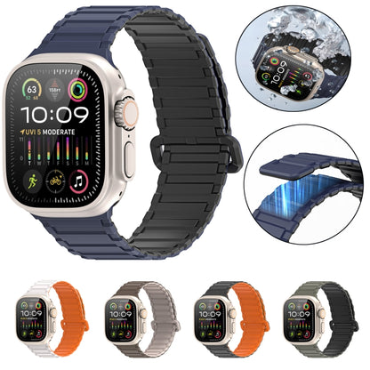 For Apple Watch Ultra 49mm DUX DUCIS KJ Series Magnetic Buckle Silicone Watch Band(Black Green) - Watch Bands by DUX DUCIS | Online Shopping South Africa | PMC Jewellery | Buy Now Pay Later Mobicred