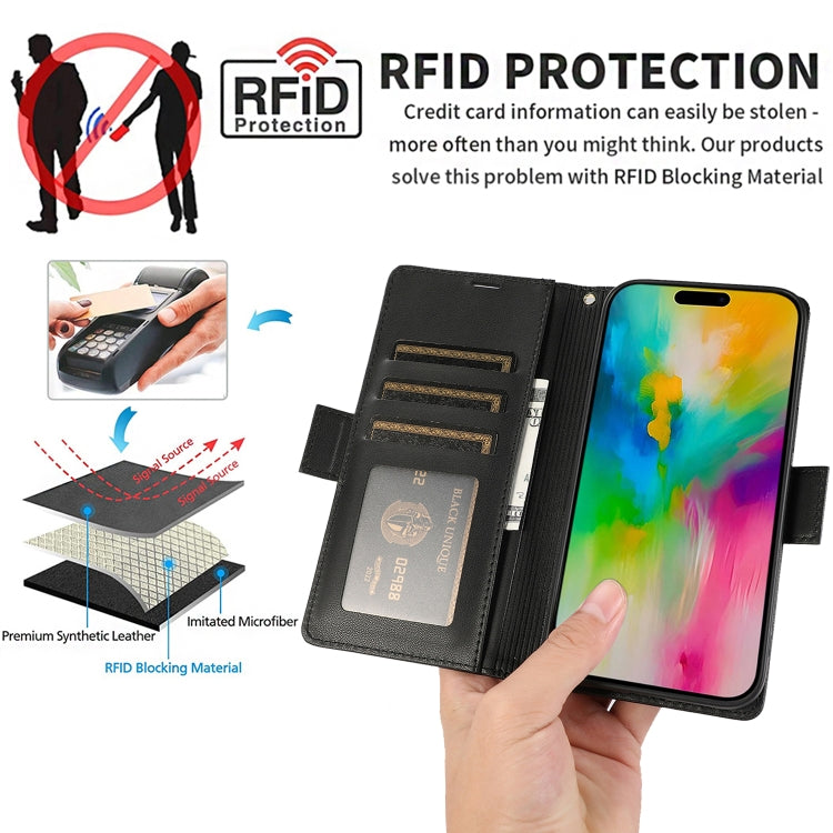 For iPhone 16 Pro Side Buckle RFID Anti-theft Leather Phone Case(Black) - iPhone 16 Pro Cases by PMC TechLife | Online Shopping South Africa | PMC TechLife | Buy Now Pay Later Mobicred
