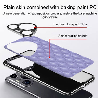 For Huawei Pura 70 Ultra Silver Edge Rhombic Texture PU Leather Phone Case(Purple) - Huawei Cases by PMC Jewellery | Online Shopping South Africa | PMC Jewellery | Buy Now Pay Later Mobicred