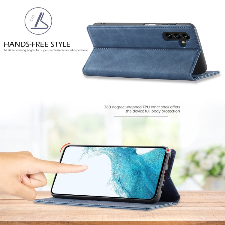 For Samsung Galaxy S24 FE 5G LC.IMEEKE Strong Magnetism Microfiber Leather Phone Case(Blue) - free shipping - PMC Jewellery - Order now!