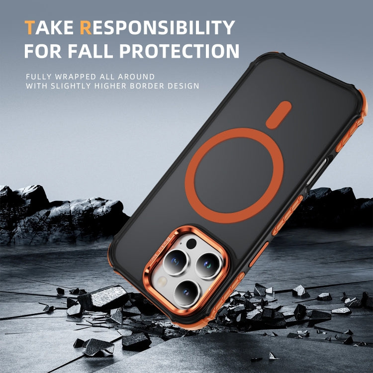 For iPhone 16 Pro Max Rainbow Series Skin Feel MagSafe Lens Holder Phone Case(Orange) - iPhone 16 Pro Max Cases by PMC TechLife | Online Shopping South Africa | PMC TechLife | Buy Now Pay Later Mobicred