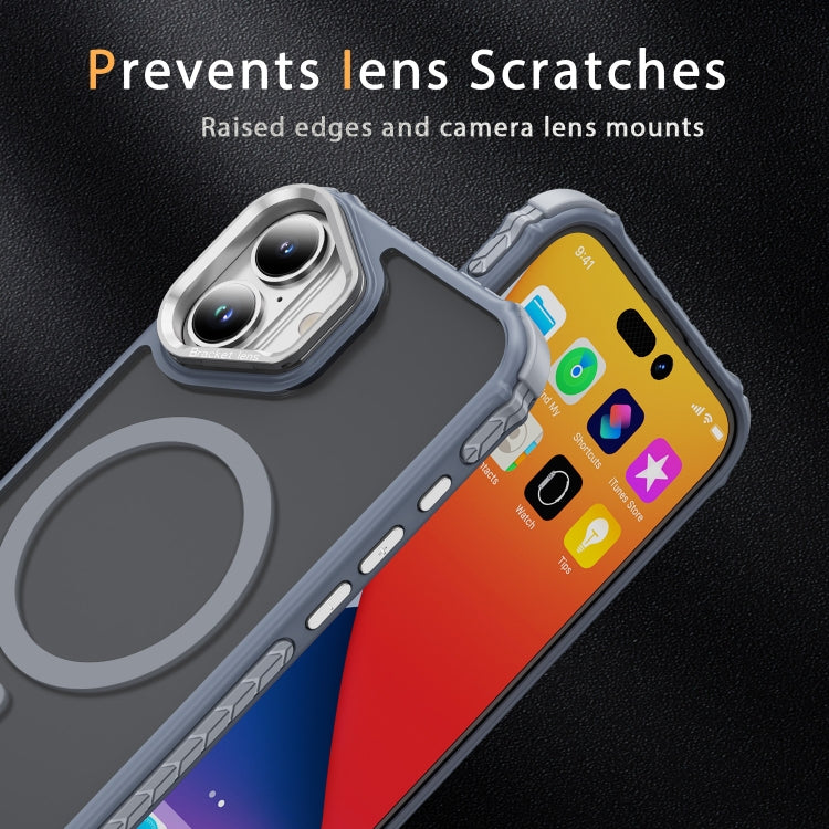 For iPhone 16 Rainbow Series Skin Feel MagSafe Lens Holder Phone Case(Grey) - iPhone 16 Cases by PMC Jewellery | Online Shopping South Africa | PMC Jewellery | Buy Now Pay Later Mobicred