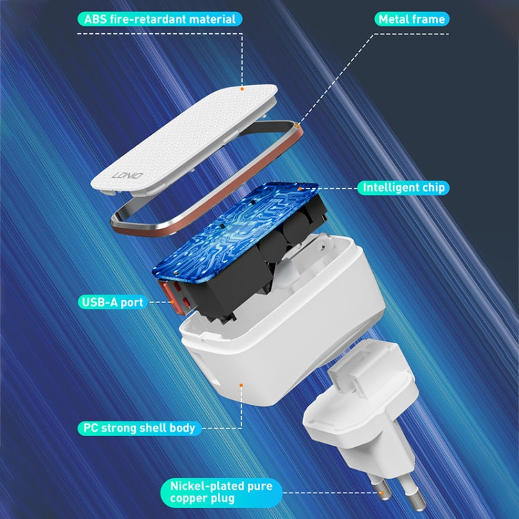 LDNIO A1204Q QC3.0 18W USB Fast Charger with 1m USB to Micro USB Cable, Plug Type:EU Plug(White Gold) - free shipping - PMC TechLife - Order now!