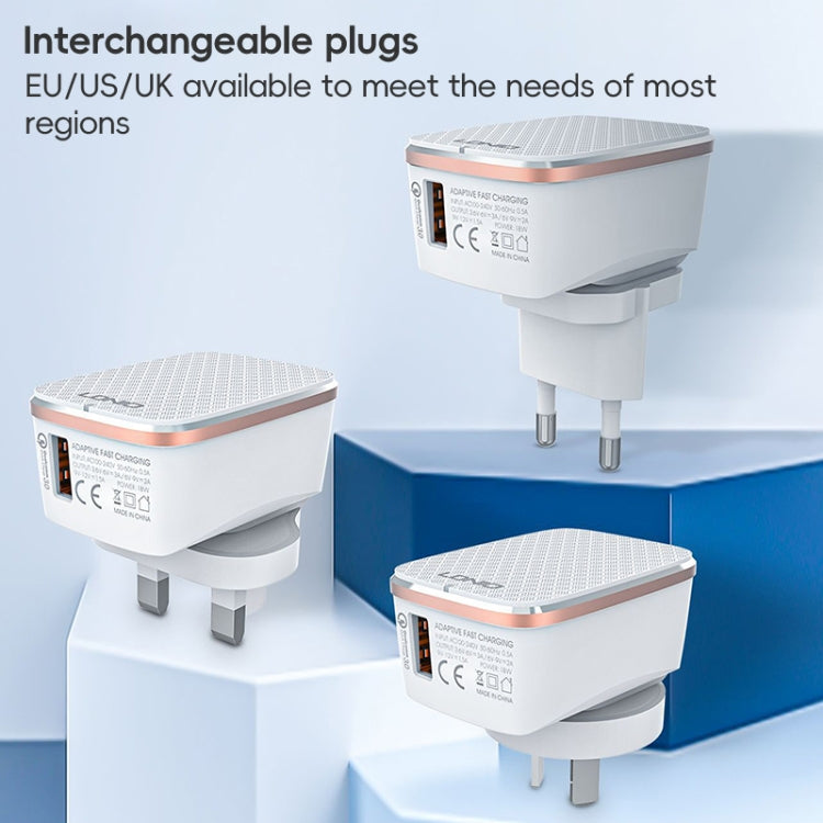 LDNIO A1204Q QC3.0 18W USB Fast Charger with 1m USB to USB-C / Type-C Cable, Plug Type:EU Plug(White Gold) - USB Charger by LDNIO | Online Shopping South Africa | PMC TechLife | Buy Now Pay Later Mobicred