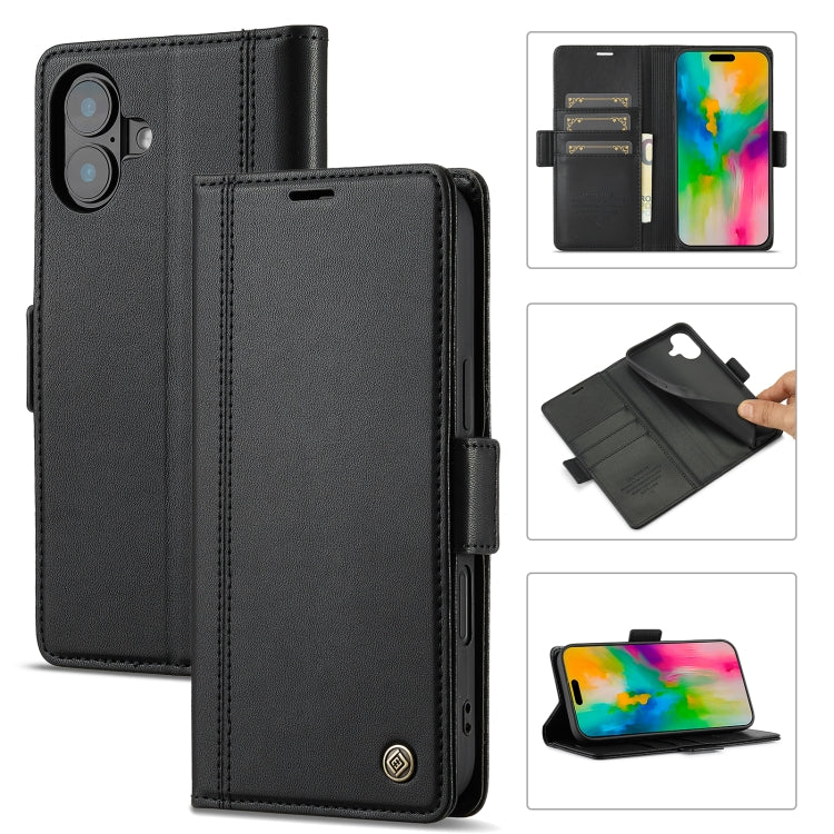 For iPhone 16 LC.IMEEKE Skin-friendly Card Slots Leather Phone Case(Black) - iPhone 16 Cases by LC.IMEEKE | Online Shopping South Africa | PMC Jewellery | Buy Now Pay Later Mobicred