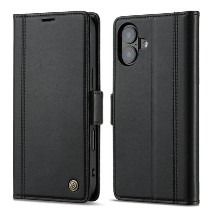 For iPhone 16 LC.IMEEKE Skin-friendly Card Slots Leather Phone Case(Black) - iPhone 16 Cases by LC.IMEEKE | Online Shopping South Africa | PMC Jewellery | Buy Now Pay Later Mobicred