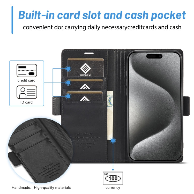 For iPhone 16 Pro Max LC.IMEEKE Skin-friendly Card Slots Leather Phone Case(Black) - free shipping - PMC TechLife - Order now!