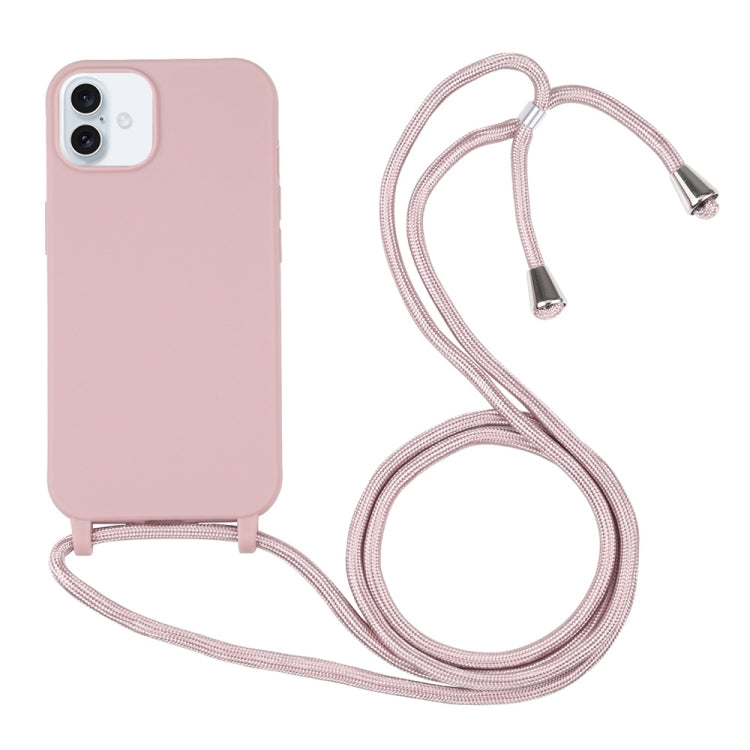 For iPhone 16 Plus Candy Colors TPU Protective Phone Case with Lanyard(Rose Gold) - iPhone 16 Plus Cases by PMC Jewellery | Online Shopping South Africa | PMC Jewellery | Buy Now Pay Later Mobicred