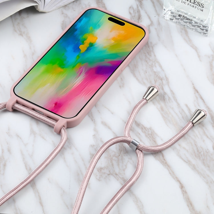 For iPhone 16 Plus Candy Colors TPU Protective Phone Case with Lanyard(Rose Gold) - iPhone 16 Plus Cases by PMC Jewellery | Online Shopping South Africa | PMC Jewellery | Buy Now Pay Later Mobicred