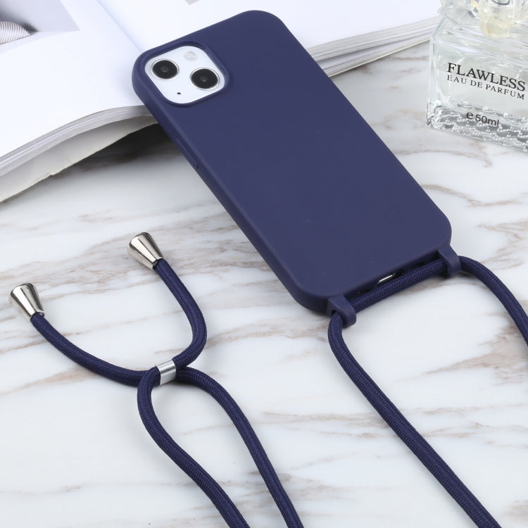 For iPhone 16 Plus Candy Colors TPU Protective Phone Case with Lanyard(Dark Blue) - free shipping - PMC TechLife - Order now!
