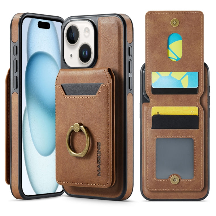 For iPhone 15 DG.MING K1 MagSafe Detachable Wallet RFID Back Cover Phone Case(Brown) - iPhone 15 Cases by DG.MING | Online Shopping South Africa | PMC Jewellery | Buy Now Pay Later Mobicred