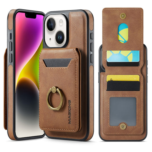 For iPhone 14 Plus DG.MING K1 MagSafe Detachable Wallet RFID Back Cover Phone Case(Brown) - iPhone 14 Plus Cases by DG.MING | Online Shopping South Africa | PMC Jewellery | Buy Now Pay Later Mobicred