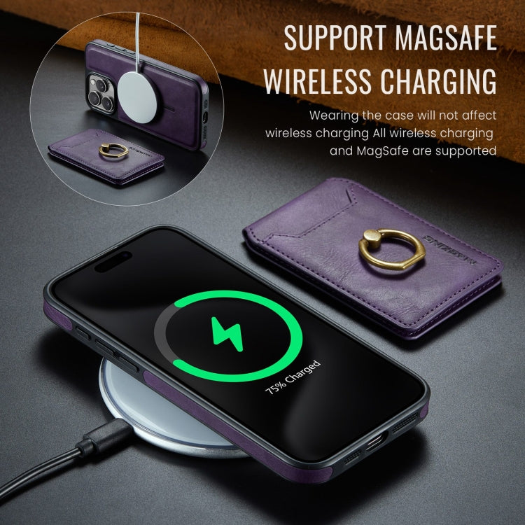 For iPhone 14 DG.MING K1 MagSafe Detachable Wallet RFID Back Cover Phone Case(Purple) - iPhone 14 Cases by DG.MING | Online Shopping South Africa | PMC Jewellery | Buy Now Pay Later Mobicred