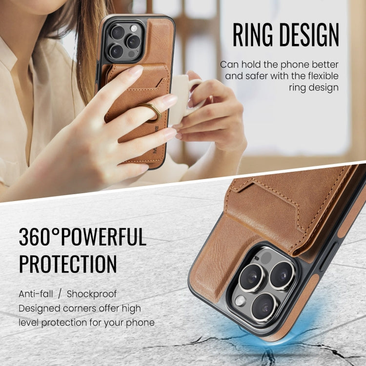 For iPhone 14 DG.MING K1 MagSafe Detachable Wallet RFID Back Cover Phone Case(Brown) - iPhone 14 Cases by DG.MING | Online Shopping South Africa | PMC Jewellery | Buy Now Pay Later Mobicred