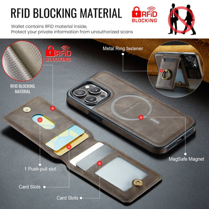 For iPhone 14 Pro DG.MING K1 MagSafe Detachable Wallet RFID Back Cover Phone Case(Coffee) - iPhone 14 Pro Cases by DG.MING | Online Shopping South Africa | PMC Jewellery | Buy Now Pay Later Mobicred