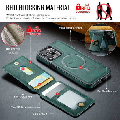 For iPhone 14 Pro Max DG.MING K1 MagSafe Detachable Wallet RFID Back Cover Phone Case(Green) - iPhone 14 Pro Max Cases by DG.MING | Online Shopping South Africa | PMC Jewellery | Buy Now Pay Later Mobicred