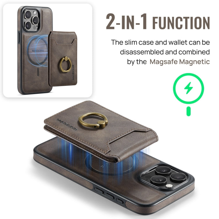 For iPhone 12 DG.MING K1 MagSafe Detachable Wallet RFID Back Cover Phone Case(Coffee) - iPhone 12 / 12 Pro Cases by DG.MING | Online Shopping South Africa | PMC Jewellery | Buy Now Pay Later Mobicred