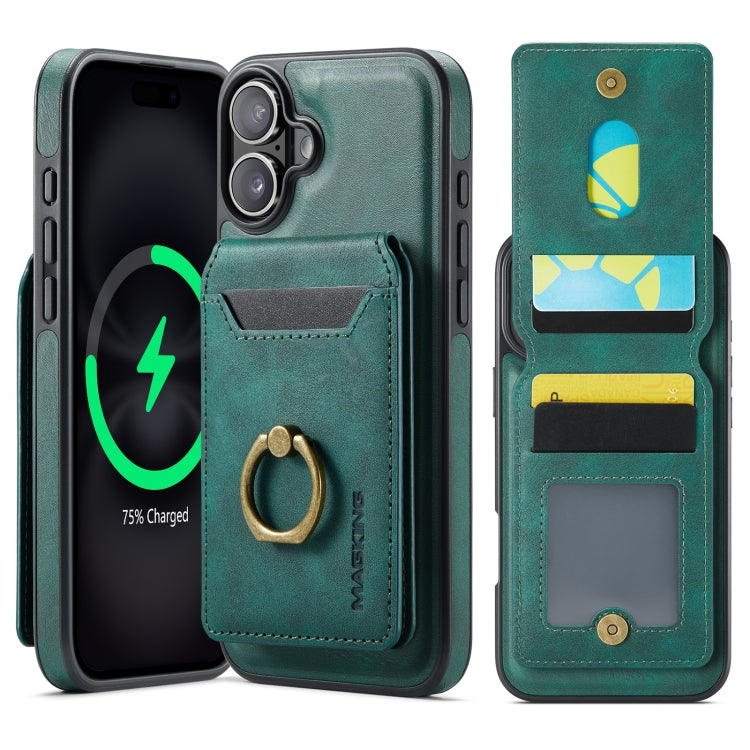 For iPhone 16 Plus DG.MING K1 MagSafe Detachable Wallet RFID Back Cover Phone Case(Green) - free shipping - PMC Jewellery - Order now!