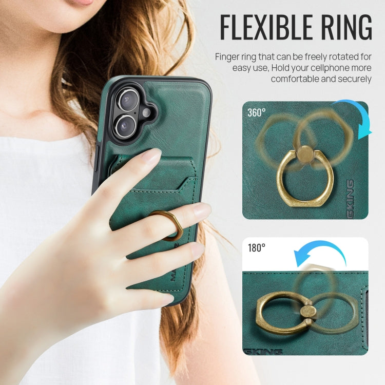 For iPhone 16 Plus DG.MING K1 MagSafe Detachable Wallet RFID Back Cover Phone Case(Green) - free shipping - PMC Jewellery - Order now!