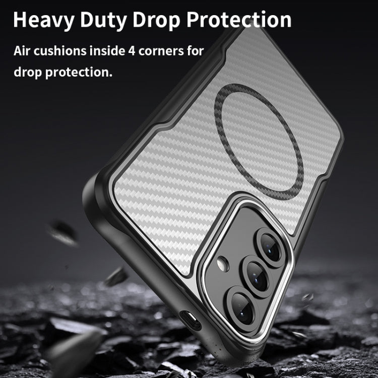 For Samsung Galaxy S25+ 5G Carbon Fiber Texture MagSafe Translucent Phone Case(Black) - Galaxy S25+ 5G Cases by PMC Jewellery | Online Shopping South Africa | PMC Jewellery | Buy Now Pay Later Mobicred