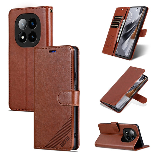 For Redmi Note 14 Pro 5G AZNS Sheepskin Texture Flip Leather Phone Case(Brown) - Note 14 Pro Cases by AZNS | Online Shopping South Africa | PMC Jewellery | Buy Now Pay Later Mobicred