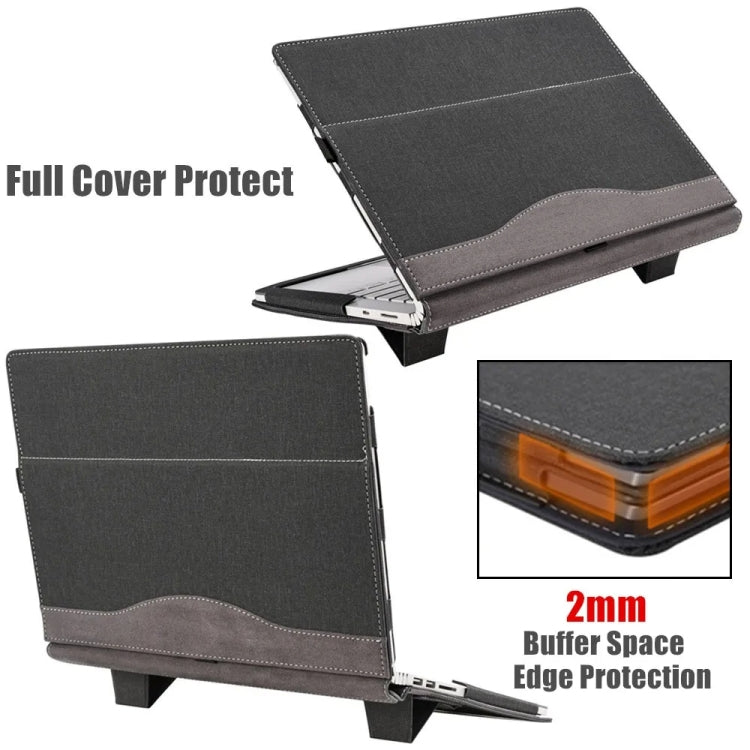 For MicroSoft Surface Laptop 13.5 inch Leather Laptop Shockproof Protective Case with Stand(Black) - 13.3 inch by PMC Jewellery | Online Shopping South Africa | PMC Jewellery | Buy Now Pay Later Mobicred